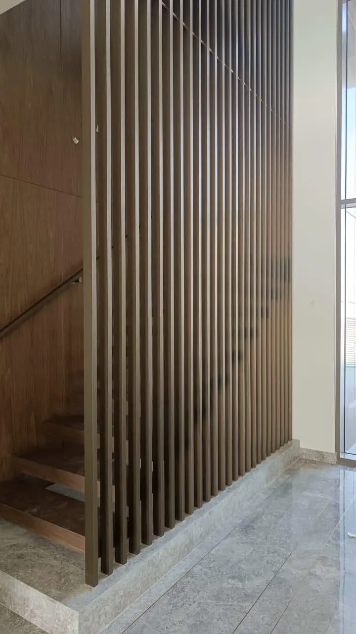 Close view of timber fins and treads