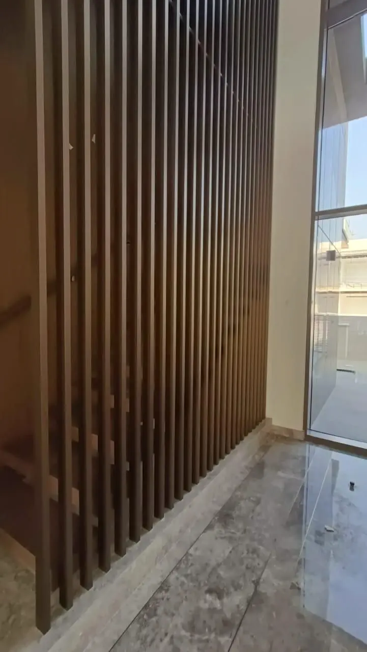 Detail of the vertical timber fins